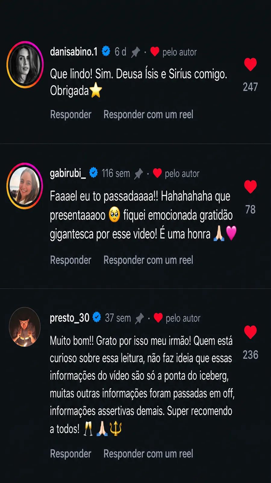Comentários reais no Instagram 1